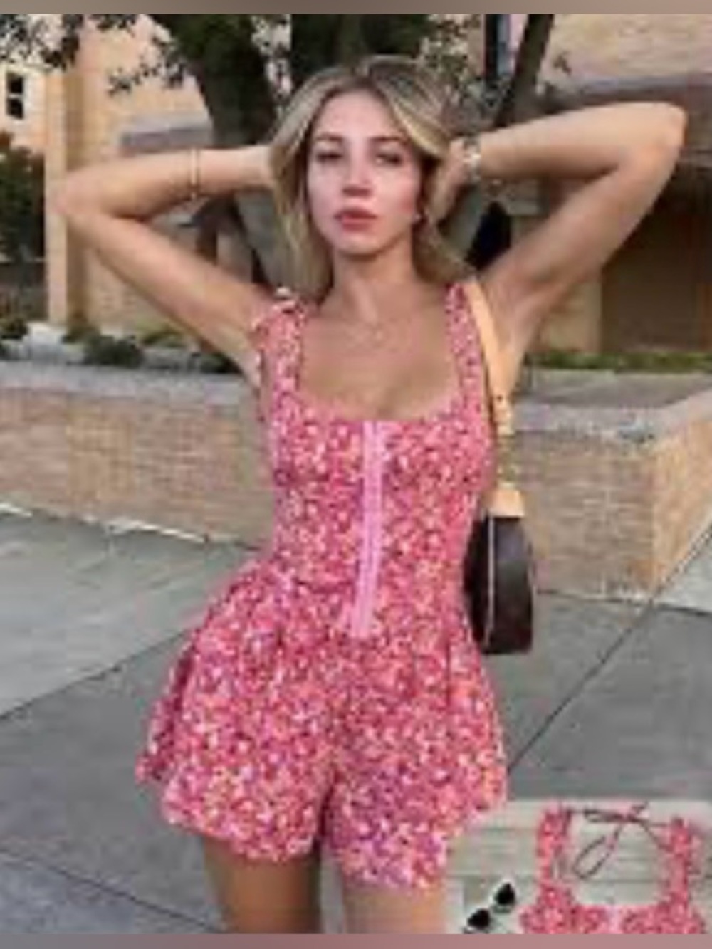 wild fable Pink Floral Tie-Back Romper